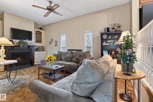 15 Linwood Crescent, St. Albert, AB - Indoor Photo Showing Living Room With Fireplace