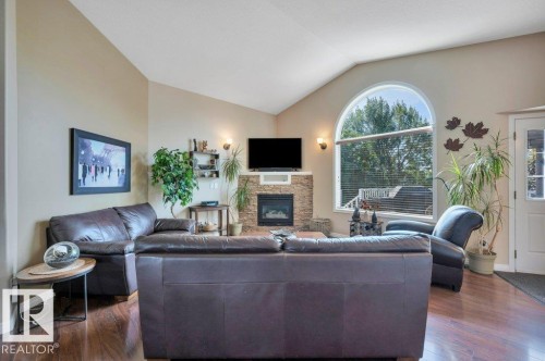 6909 159A Avenue Nw, Edmonton, AB - Indoor Photo Showing Living Room With Fireplace