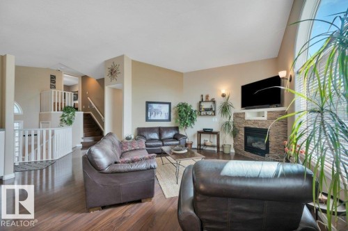 6909 159A Avenue Nw, Edmonton, AB - Indoor Photo Showing Living Room With Fireplace