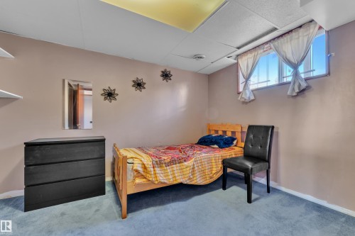 Room featuring a window, light blue carpet, and light tan walls - 3425 48 Street Nw, Edmonton, AB - Indoor Photo Showing Bedroom