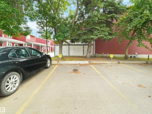 Paved parking area with marked spaces and surrounding mature trees - #47 1904 48 St Nw, Edmonton, AB - Outdoor