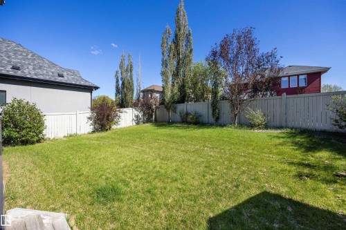 Expansive grassy yard with perimeter fencing - 2043 Cameron Ravine Way Nw, Edmonton, AB - Outdoor