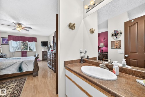 Bathroom vanity with an oval basin sink and a large wall-mounted mirror - 13069 37 Street Nw, Edmonton, AB - Indoor Photo Showing Bathroom