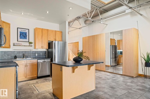 #205 10265 107 St Nw, Edmonton, AB - Indoor Photo Showing Kitchen With Stainless Steel Kitchen