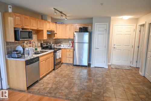 #316 5005 165 Av Nw, Edmonton, AB - Indoor Photo Showing Kitchen With Double Sink