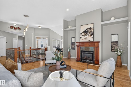 #20 18343 Lessard Rd Nw, Edmonton, AB - Indoor Photo Showing Living Room With Fireplace