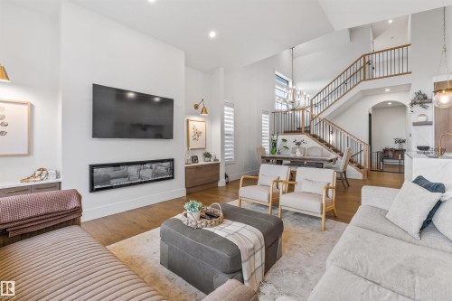 110 Edgefield Way, St. Albert, AB - Indoor Photo Showing Living Room With Fireplace