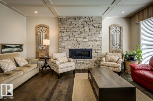 2047 90 Street Sw, Edmonton, AB - Indoor Photo Showing Living Room With Fireplace