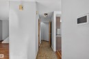 Hallway with light gray walls, wood-finish doors, and track lighting - 23 Willowdale Place Nw, Edmonton, AB 