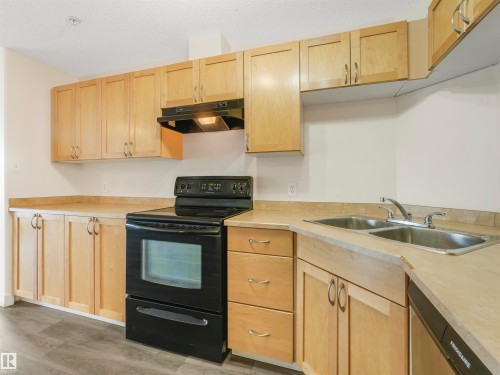 #216 111 Edwards Dr Sw, Edmonton, AB - Indoor Photo Showing Kitchen With Double Sink