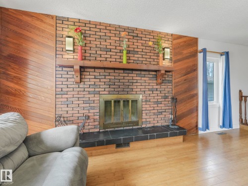 4512 20A Avenue Nw, Edmonton, AB - Indoor Photo Showing Living Room With Fireplace