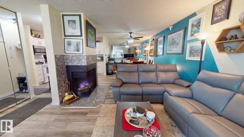 1102 Saddleback Road Nw, Edmonton, AB - Indoor Photo Showing Living Room With Fireplace