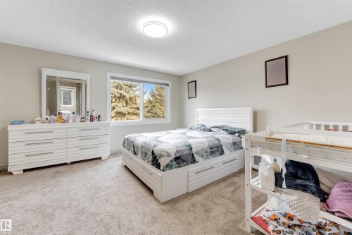 Plush carpet flooring, light neutral wall tones, and a bright window - #37 1411 Mill Woods Rd E Nw, Edmonton, AB - Indoor Photo Showing Bedroom