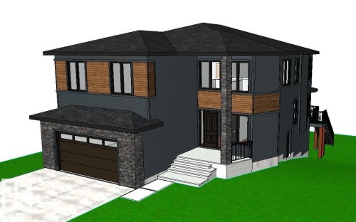 Architectural Rendering. Illustrating the exterior facade of the property with a garage and multiple levels - 131 Hayward Crescent Nw, Edmonton, AB 