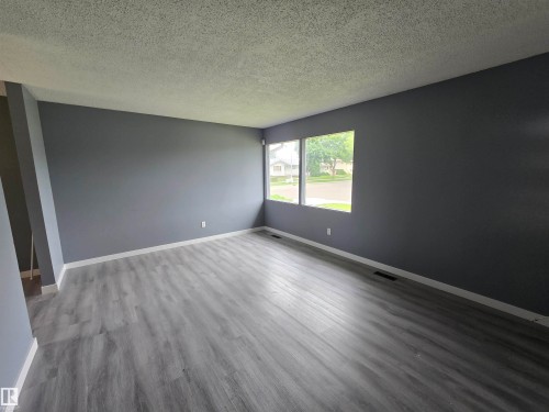 Wood-finish flooring with white trim and a neutral paint palette - 10829 167A Avenue Nw, Edmonton, AB - Indoor Photo Showing Other Room
