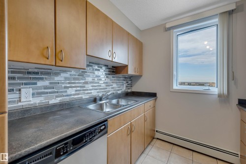 #1701 10303 105 St Nw, Edmonton, AB - Indoor Photo Showing Kitchen With Double Sink