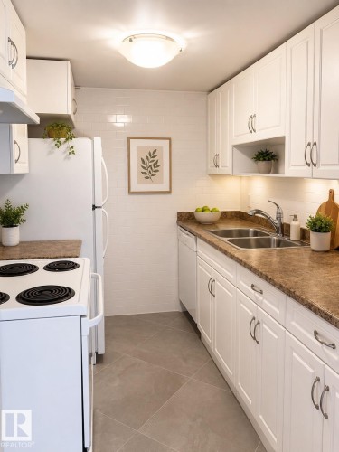 #704 10045 117 St Nw, Edmonton, AB - Indoor Photo Showing Kitchen With Double Sink