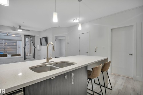 #105 10030 83 Av Nw, Edmonton, AB - Indoor Photo Showing Kitchen With Double Sink
