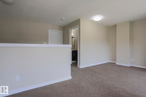 Carpeted floor, neutral wall paint, white trim, semi-flush mount ceiling light - #13 5873 Mullen Pl Nw, Edmonton, AB - Indoor Photo Showing Other Room