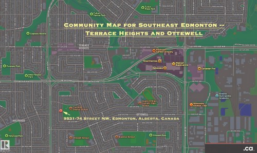 Community Map. Illustrating the spatial layout and key features within Southeast Edmonton, specifically the Terrace Heights and Ottewell areas - 9531 74 Street Nw, Edmonton, AB - Other