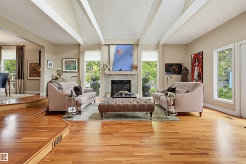 10308 134 Street Nw, Edmonton, AB - Indoor Photo Showing Living Room With Fireplace