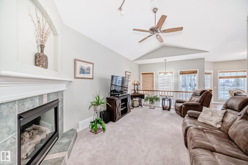 576 Glenwright Crescent Nw, Edmonton, AB - Indoor Photo Showing Living Room With Fireplace