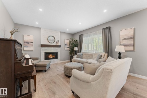 19 Orchard Crest, St. Albert, AB - Indoor Photo Showing Living Room With Fireplace