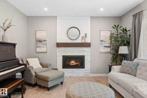 19 Orchard Crest, St. Albert, AB - Indoor Photo Showing Living Room With Fireplace
