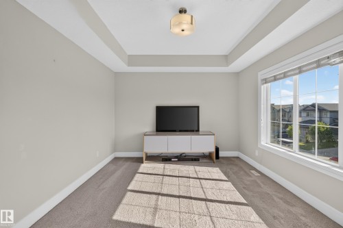 Tray ceiling with flush mount lighting - 3685 Claxton Place Sw, Edmonton, AB 