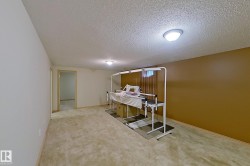 Finished room featuring neutral carpeting, a painted accent wall, and recessed lighting fixtures - 