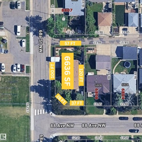Site Plan. Depicting the property boundaries and dimensions - 8803 68A Street Nw, Edmonton, AB 