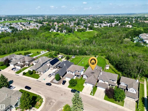 Aerial view of home backing onto the ravine - 57 Homestead Crescent Nw, Edmonton, AB 