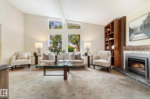 17 Latimer Place, St. Albert, AB - Indoor Photo Showing Living Room With Fireplace
