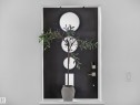 Black entry door featuring three circular windows and a rectangular window - #59 10550 Ellerslie Rd Sw, Edmonton, AB  -  Photo Showing Other Room 