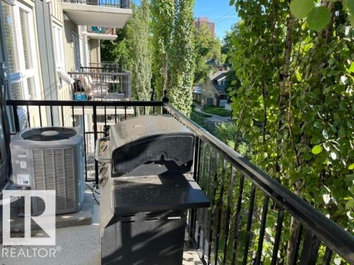 Balcony with black metal railings - #407 11103 84 Av Nw, Edmonton, AB 