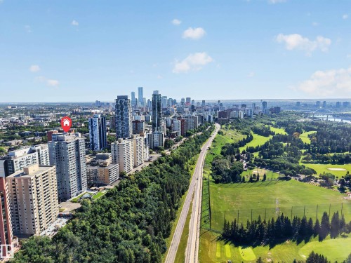 Aerial View of the surrounding area around the Condo Building. - #803 10011 123 St Nw, Edmonton, AB 