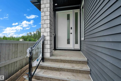 Contemporary exterior featuring horizontal siding in a dark grey finish - 57 Meadowgrove Lane, Spruce Grove, AB - Outdoor With Exterior