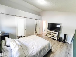 Vaulted ceiling with wood-finish flooring - 