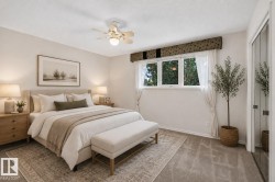 Recessed ceiling fan, carpeted flooring, multi-pane windows, and mirrored closet doors - 