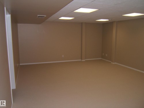 Recessed lighting, drop ceiling, wall-to-wall carpeting, painted walls, and white trim - 4825 59 Avenue, Vegreville, AB 