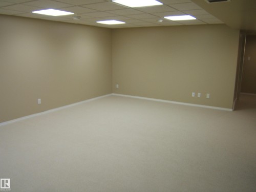 Expansive room featuring neutral wall paint, light-colored carpet, recessed lighting, and a suspended ceiling - 4825 59 Avenue, Vegreville, AB 