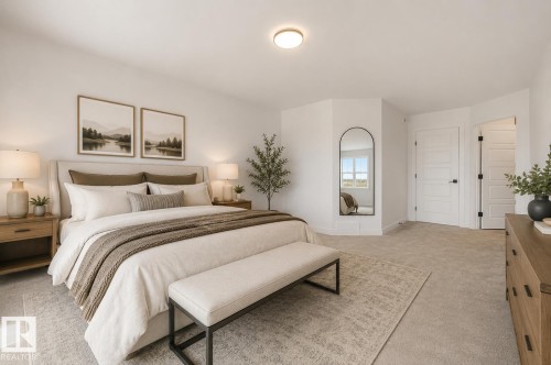 Light-toned carpet flooring, white walls, and a ceiling-mounted light fixture - 511 157 Avenue Ne, Edmonton, AB 