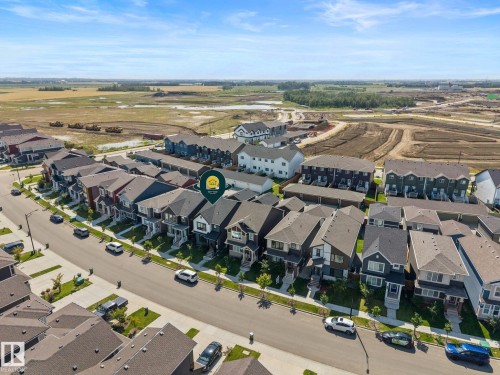 Aerial perspective showcasing a residential development with varied housing styles - 4023 Hawthorn Link Link Sw, Edmonton, AB 