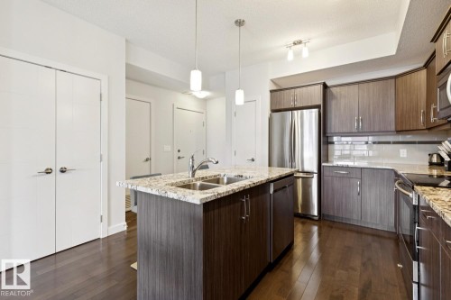 #421 10523 123 St Nw, Edmonton, AB - Indoor Photo Showing Kitchen With Double Sink With Upgraded Kitchen