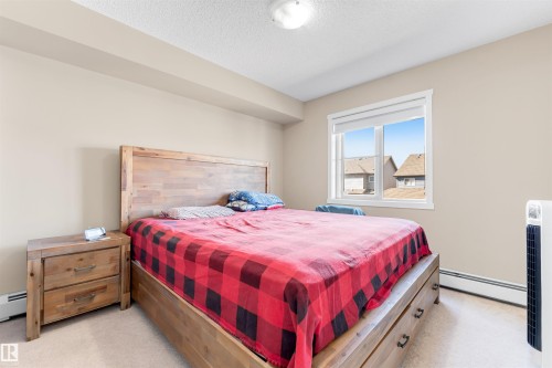 Light tan wall paint, carpet flooring, a single window with white trim, and a flush mount ceiling light - #225 111 Watt Cm Sw, Edmonton, AB 