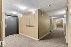 Common area with textured carpet flooring, cream-painted walls, and ceiling-mounted lighting fixtures - 