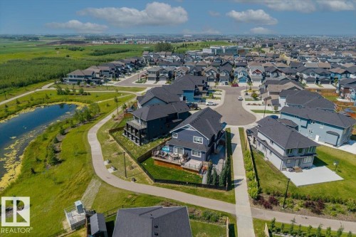 Residential development featuring a cul-de-sac and a paved pathway system - 5203 23A Avenue Sw, Edmonton, AB - Outdoor With View