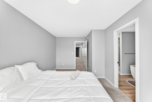 Neutral gray wall tones, carpeted flooring, and a ceiling-mounted light fixture - 479 39 St Sw, Edmonton, AB 