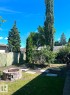 Expansive backyard featuring a stone-block fire pit, stepping stone pathway, and mature trees - 15003 81 Street Nw, Edmonton, AB 