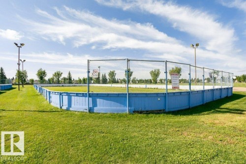 Outdoor recreational court with perimeter fencing and ground-level lighting - 18431 95A Avenue Nw, Edmonton, AB 